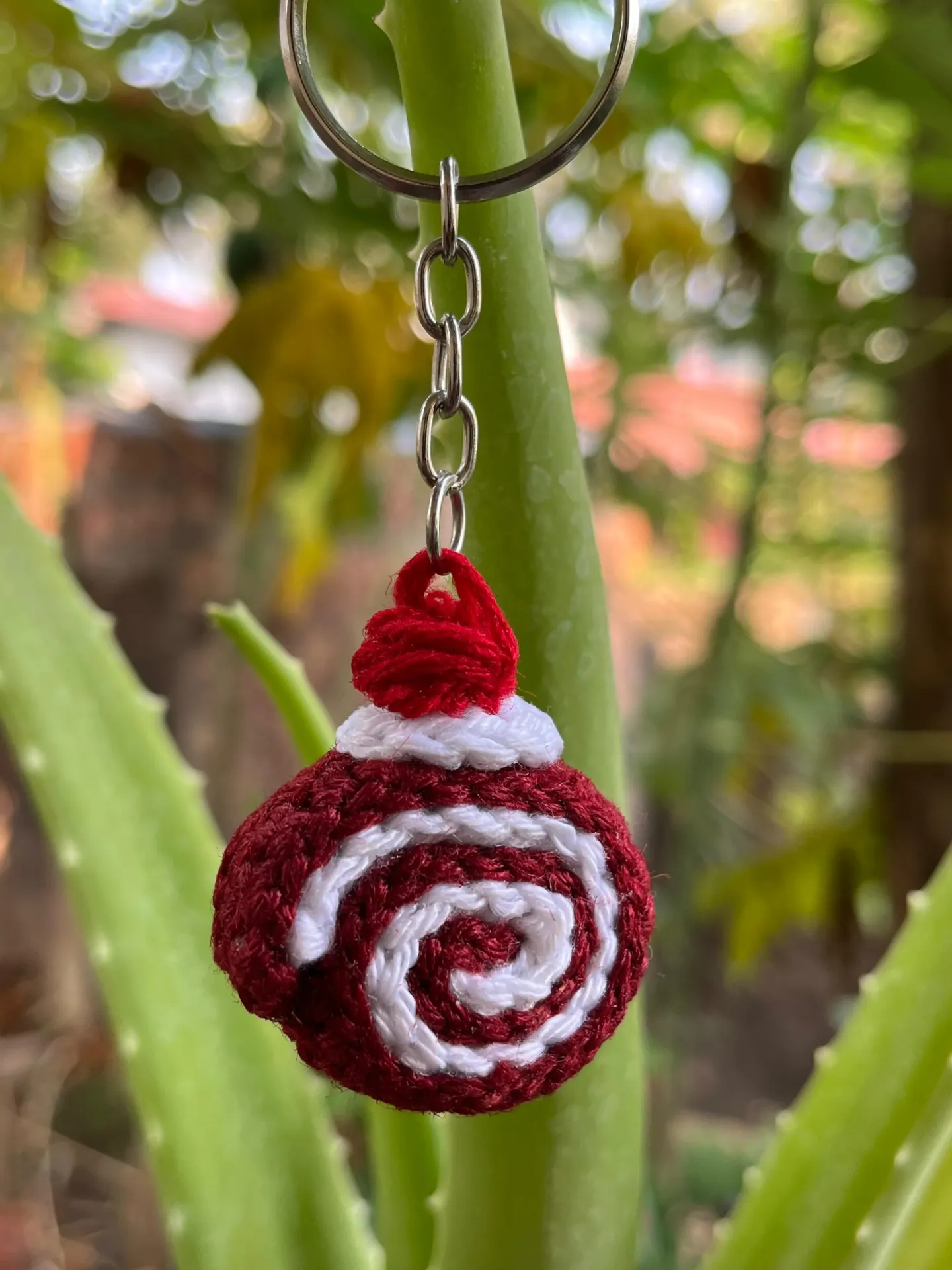 Coco Twist cream roll bun crochet keychain